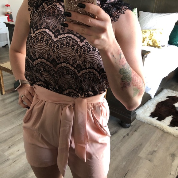 Black and blush dressy romper - Picture 2 of 4
